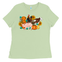 Matcha Farm Life Fall Pig Cow Rooster Ladies Tee - Artiststas