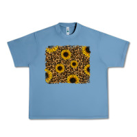 Pebble Blue leopard sunflowers background Urban Heavy Tee - RanaPortraitStore