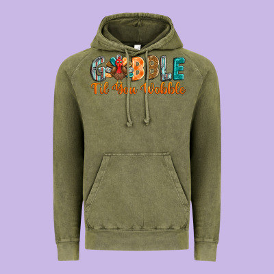 Gobble Till You Wobble Vintage Hoodie Designed By Barkaloodesign