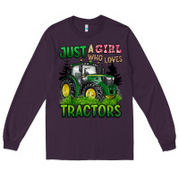 Plum just a girl who loves tractors Long Sleeve Tee - BarkalooDesign