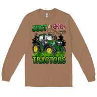 Toasted Coconut just a girl who loves tractors Long Sleeve Tee - BarkalooDesign