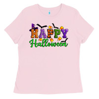 Bubblegum Pink Happy halloween Ladies Tee - Artiststas