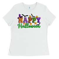 White Happy halloween Ladies Tee - Artiststas