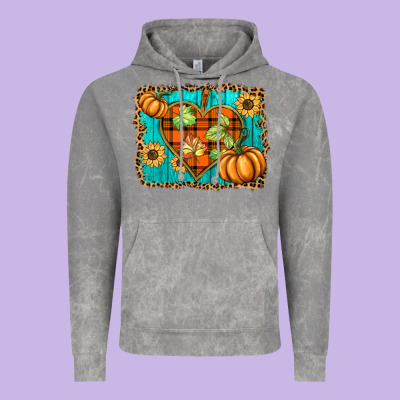 Fall Pumpkins And Sunflowers Heart Vintage Hoodie Designed By Barkaloodesign