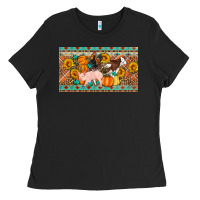 Fall Farm Animals Cow Pig Rooster Ladies Tee | Teevron