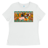 White Fall farm animals cow pig rooster Ladies Tee - Artiststas