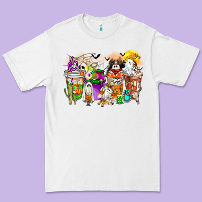 Halloween Western Boo Coffee Cups Premium Tee Designed By Cowhidedigitalart