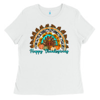 White Happy thanksgiving rainbow Ladies Tee - Artiststas