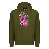 Army Green cancer boxing gloves with ribbon Premium Hoodie - AdoDesignShop