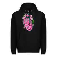 Black cancer boxing gloves with ribbon Premium Hoodie - AdoDesignShop