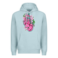 Blue Mist cancer boxing gloves with ribbon Premium Hoodie - AdoDesignShop