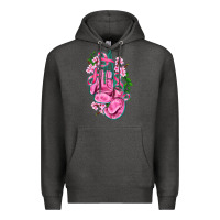 Charcoal Heather cancer boxing gloves with ribbon Premium Hoodie - AdoDesignShop