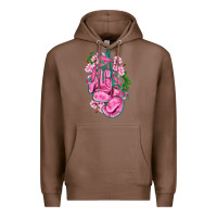 Chestnut cancer boxing gloves with ribbon Premium Hoodie - AdoDesignShop