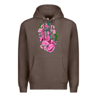 Coffee cancer boxing gloves with ribbon Premium Hoodie - AdoDesignShop