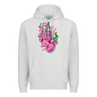 Dove Grey cancer boxing gloves with ribbon Premium Hoodie - AdoDesignShop
