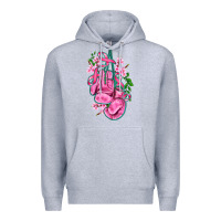 Heather Grey cancer boxing gloves with ribbon Premium Hoodie - AdoDesignShop