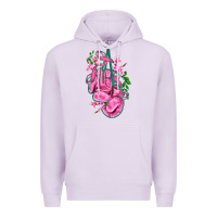 Lilac cancer boxing gloves with ribbon Premium Hoodie - AdoDesignShop