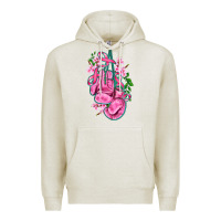 Oatmeal Heather cancer boxing gloves with ribbon Premium Hoodie - AdoDesignShop