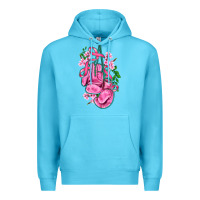 Ocean Blue cancer boxing gloves with ribbon Premium Hoodie - AdoDesignShop