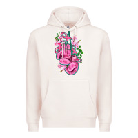 Pale Pink cancer boxing gloves with ribbon Premium Hoodie - AdoDesignShop