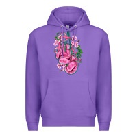 Purple cancer boxing gloves with ribbon Premium Hoodie - AdoDesignShop