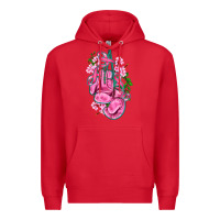 Red cancer boxing gloves with ribbon Premium Hoodie - AdoDesignShop