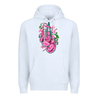 White cancer boxing gloves with ribbon Premium Hoodie - AdoDesignShop