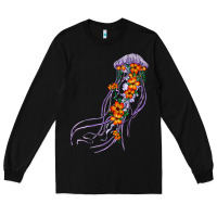 Black light purple jellyfish and floral Long Sleeve Tee - BarkalooDesign