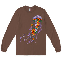 Chestnut light purple jellyfish and floral Long Sleeve Tee - BarkalooDesign