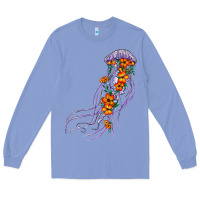 Colony Blue light purple jellyfish and floral Long Sleeve Tee - BarkalooDesign
