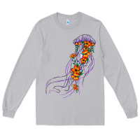 Moon Dust light purple jellyfish and floral Long Sleeve Tee - BarkalooDesign