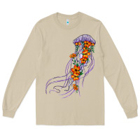 Mushroom light purple jellyfish and floral Long Sleeve Tee - BarkalooDesign