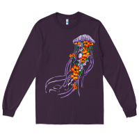 Plum light purple jellyfish and floral Long Sleeve Tee - BarkalooDesign