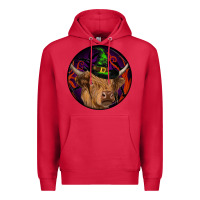 Cardinal halloween highland cow round Premium Hoodie - RanaPortraitStore