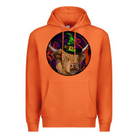 Carrot halloween highland cow round Premium Hoodie - RanaPortraitStore