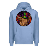 Colony Blue halloween highland cow round Premium Hoodie - RanaPortraitStore