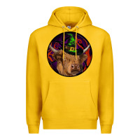Lemon halloween highland cow round Premium Hoodie - RanaPortraitStore