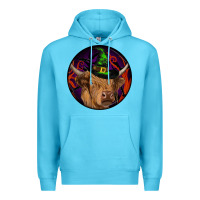 Ocean Blue halloween highland cow round Premium Hoodie - RanaPortraitStore