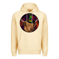 Pina Colada halloween highland cow round Premium Hoodie - RanaPortraitStore