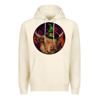 Tofu halloween highland cow round Premium Hoodie - RanaPortraitStore