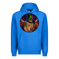 True Royal halloween highland cow round Premium Hoodie - RanaPortraitStore
