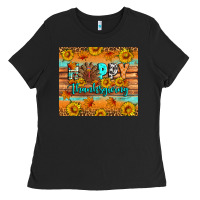 Black Happy Thanksgiving Ladies Tee - Artiststas