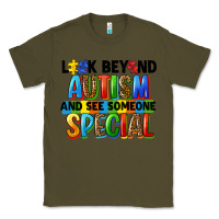 Army Green look beyond autism and see someone special Classic Tee - FaDigitalArtStudio