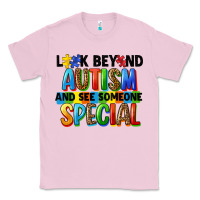 Bubblegum Pink look beyond autism and see someone special Classic Tee - FaDigitalArtStudio
