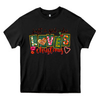 Black Just A Girl Who Loves Christmas Heavy Core Tee - FaDigitalArtStudio