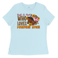 Baby Blue Just A Girl Who Loves Pumpkin Spice Cowgirl Ladies Tee - Artiststas