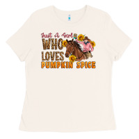 Just A Girl Who Loves Pumpkin Spice Cowgirl Ladies Tee | Teevron