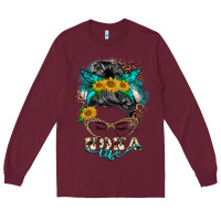 Burgundy nona life messy bun Long Sleeve Tee - BarkalooDesign