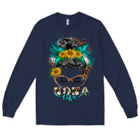 Navy nona life messy bun Long Sleeve Tee - BarkalooDesign