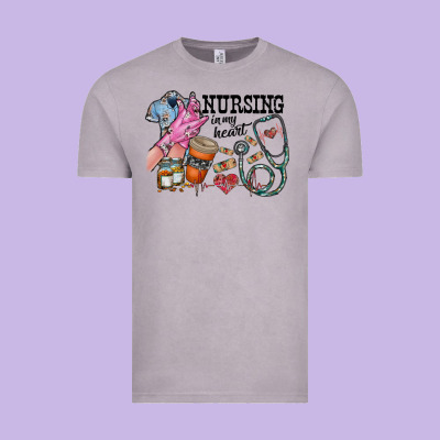 Nursing In My Heart Vintage Tee Designed By Racoondesign